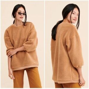 CAPULET Anthro Favorite Teddy Pullover Sweater Fuzzy Sherpa Sweatshirt Top Sz S